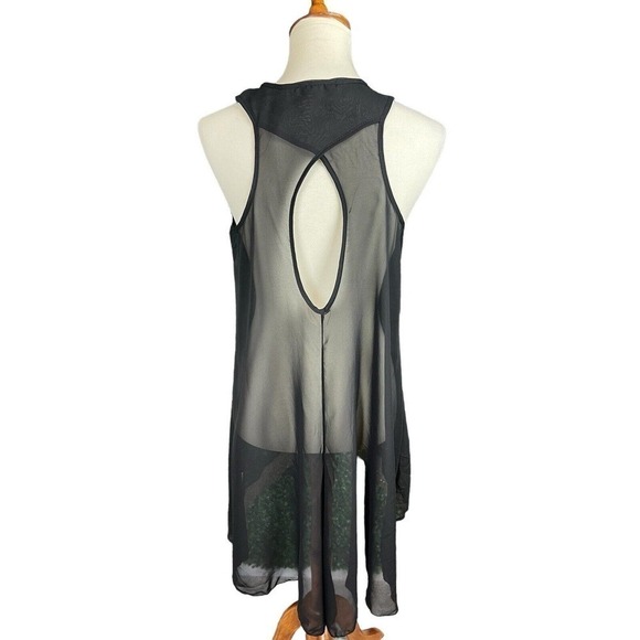 PEARL Black Sheer Tank Tunic Long with Gold Sequins Size Large NEW with TAGS - Picture 2 of 11